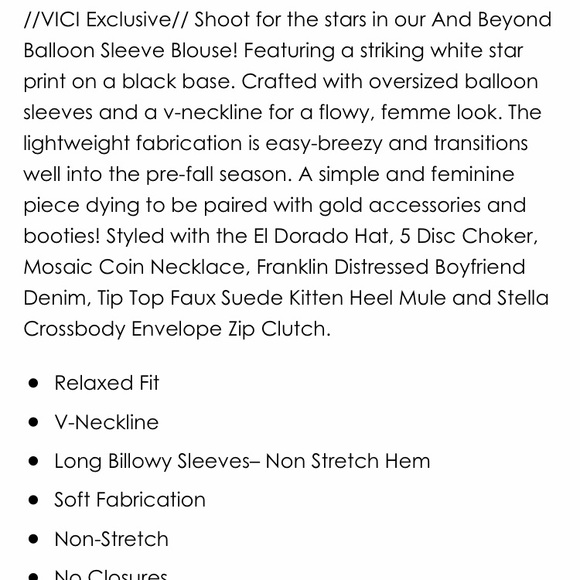 NWT vicidolls balloon sleeve blouse - Picture 5 of 10